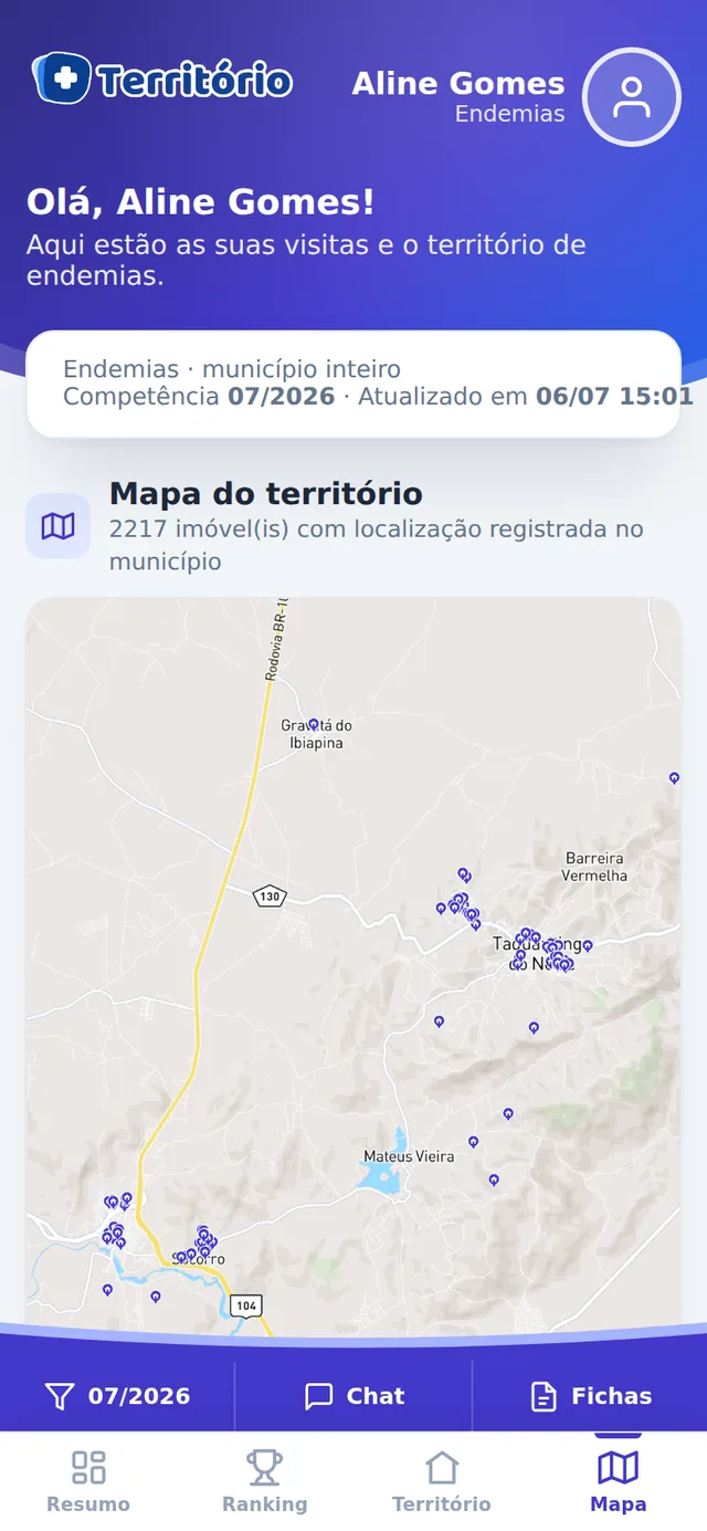 Mapa municipal de imóveis